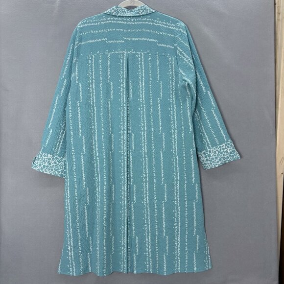 Habitat‎ Coralie Crinkle Turquoise Shirt Dress SZ Large Casual, Coastal, Beach - Picture 6 of 16